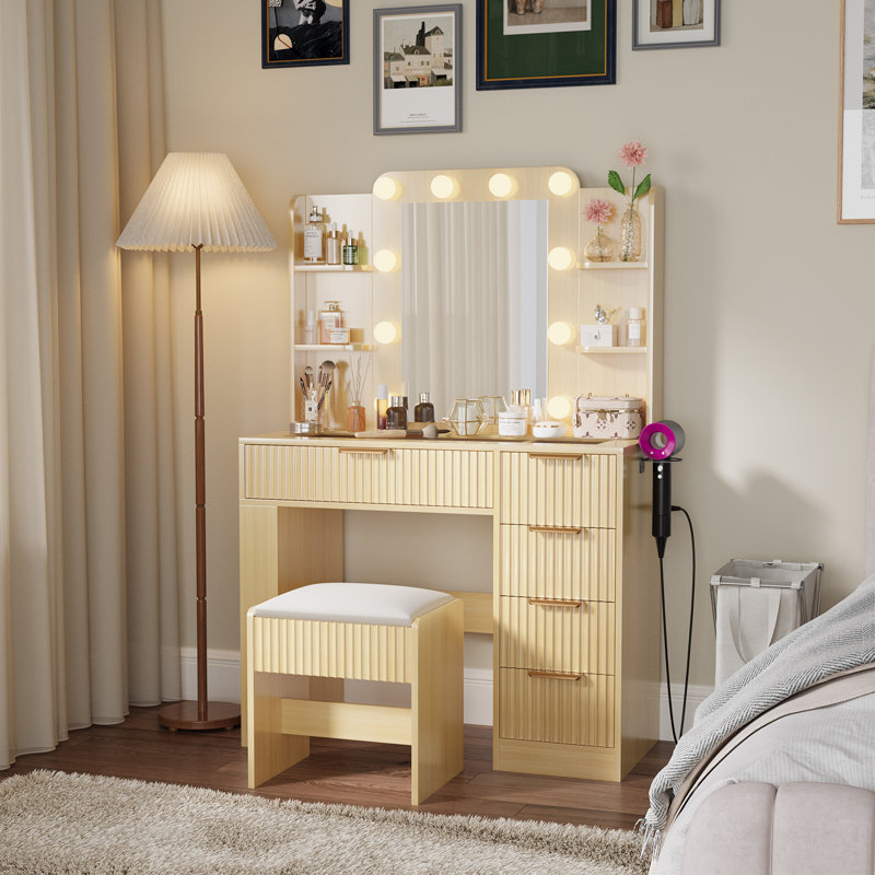 PPorfamilia Vanity Set With Lighted Mirror Wayfair Canada